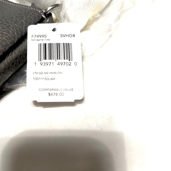 Women’s Coach xl Marlow Bag 11x13 Pebble leather & suede Heather Gray .NWT - Picture 3 of 16